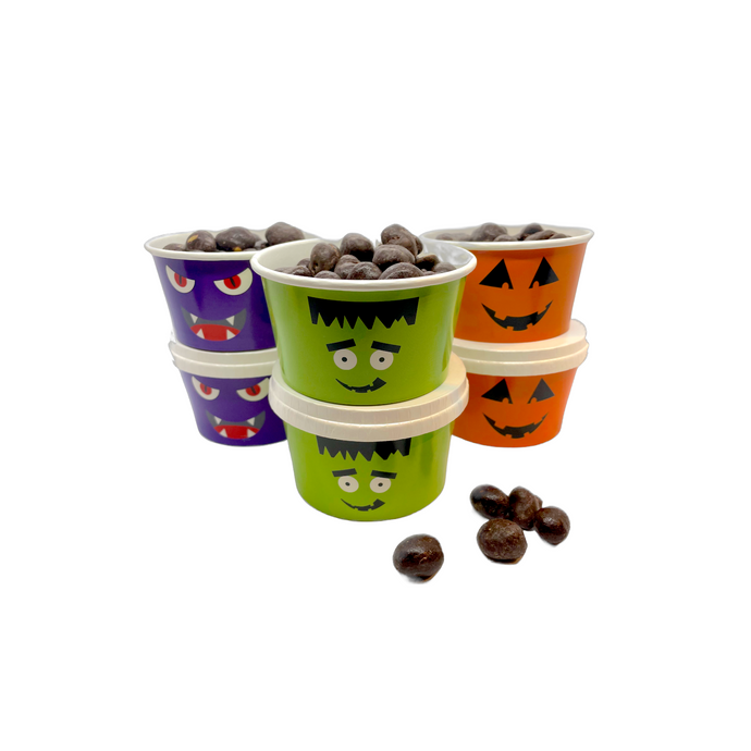 Magic Mini Jacks™ Halloween Share Cups - 6ct/3.5oz - Crunchy Chocolate Fava Seeds - Original Chocolate